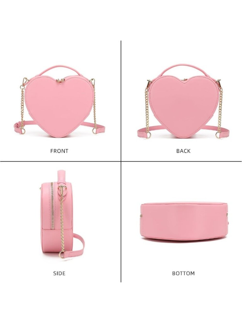 Heart Shape Crossbody Purse - Cute Valentine's Gift Handbag, Zip-Around Shoulder - Picture 4 of 7